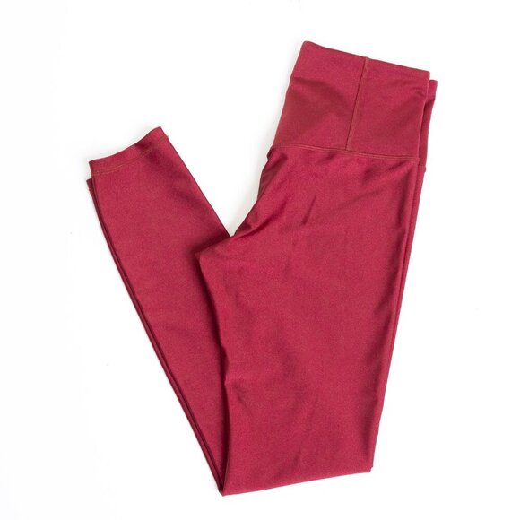 Athleta Elation Shine Tight Shiny Metallic Deep Red Activewear Leggings - Picture 15 of 15